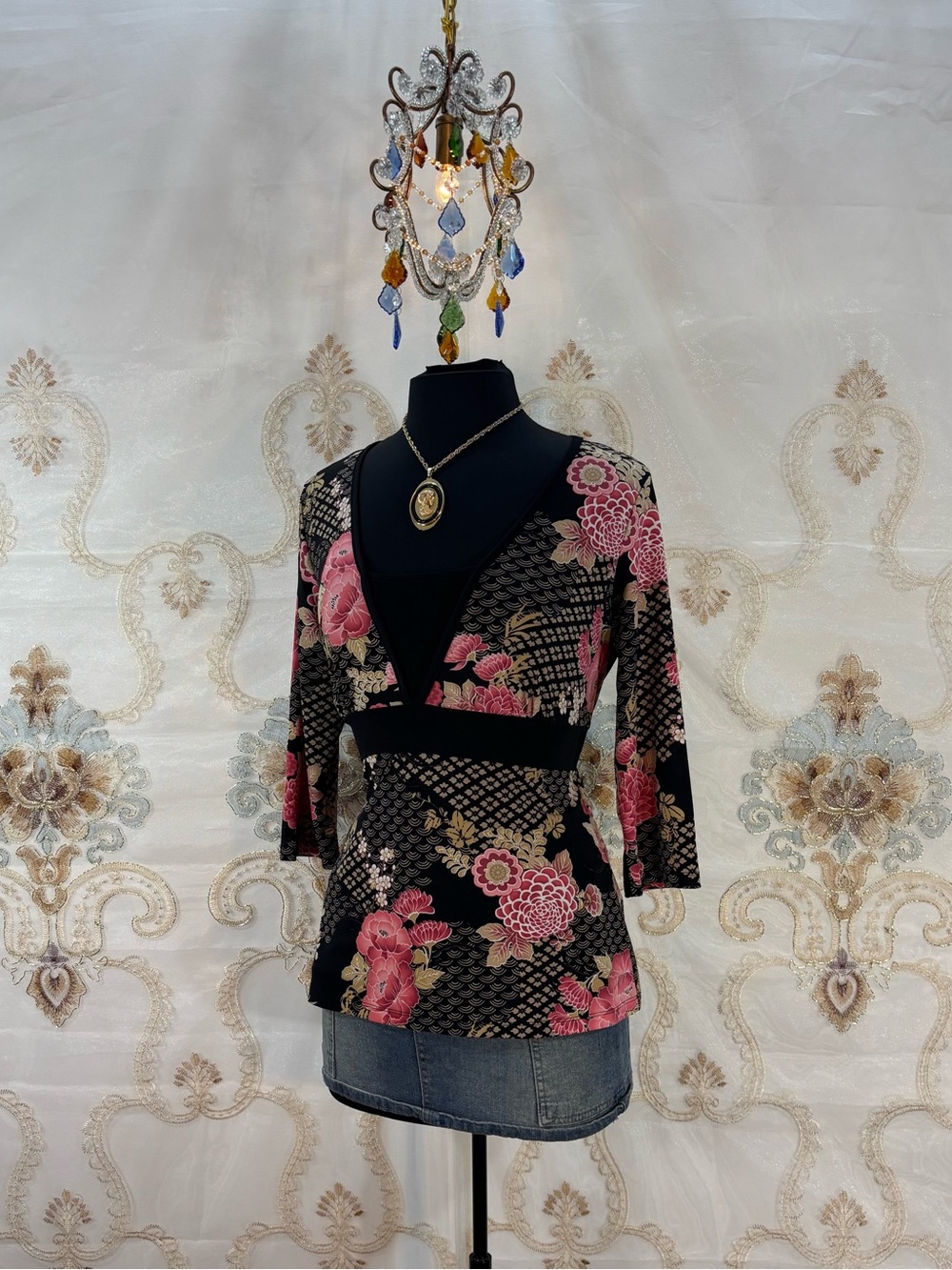 ✨Vintage Y2K Bohemian Floral Kimono Tie Back Blouse✨